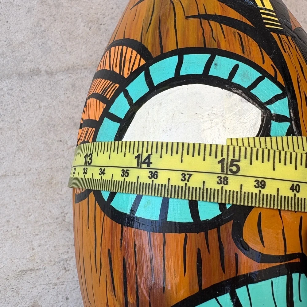 Hand-Painted Tiki Art Sculpture– Outsider Art Folk Decor
